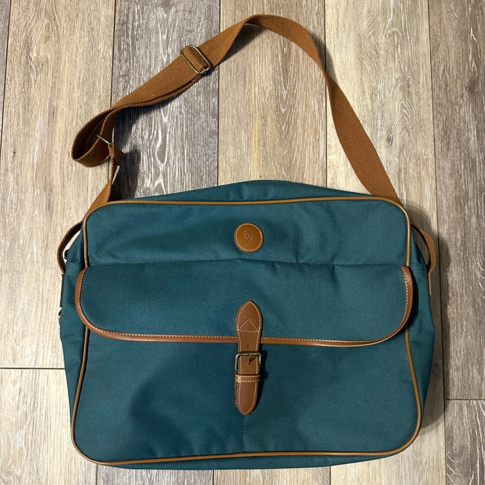 Vintage Ralph Lauren Green Canvas Messenger Bag